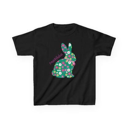 Kids Floral Bunny T‑Shirt — Personalized ‘Matilda’ Easter Shirt