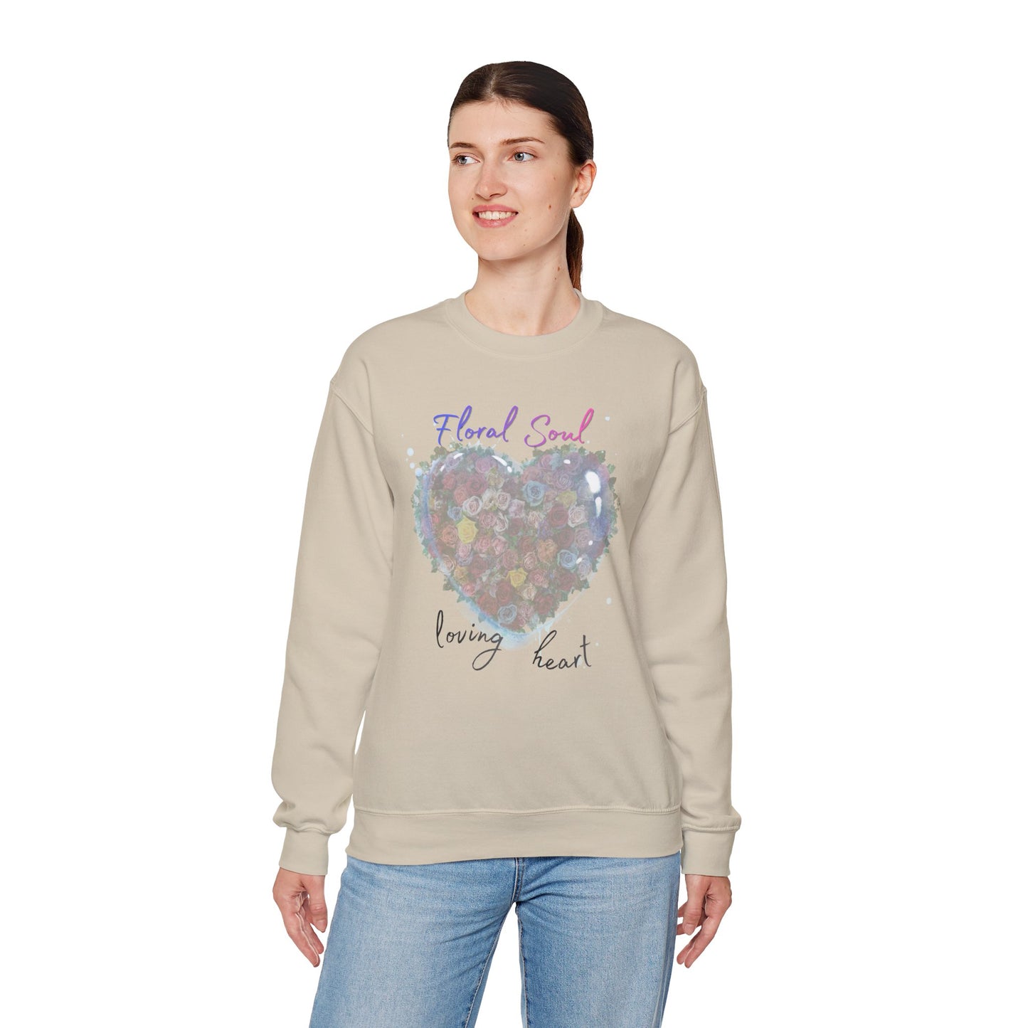 Floral Soul Heart Sweatshirt — 'Loving Heart' Pastel Floral Crewneck