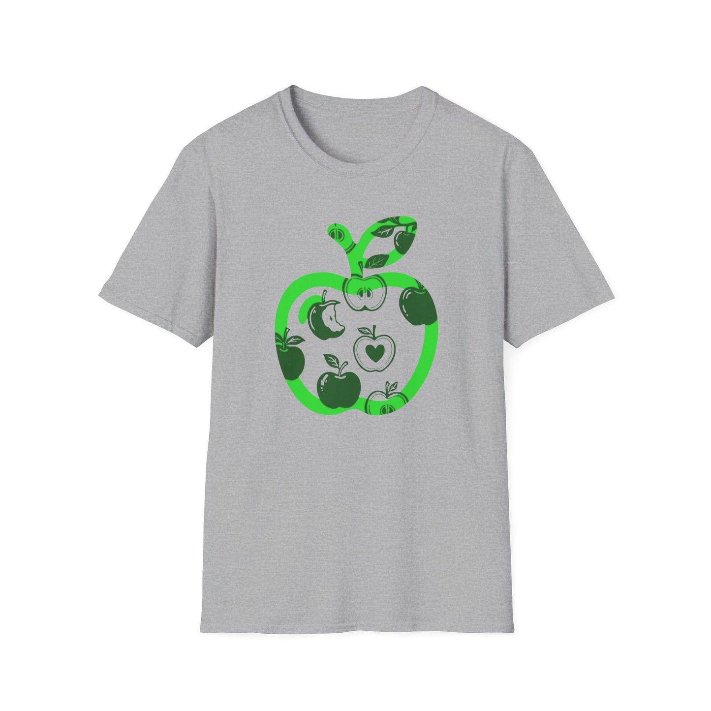 Green Apple Graphic T-Shirt — Retro Apple Pattern Tee