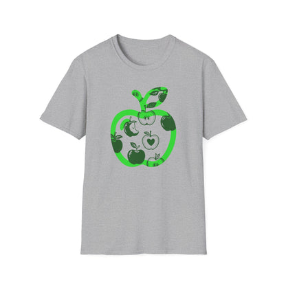 Green Apple Graphic T-Shirt — Retro Apple Pattern Tee