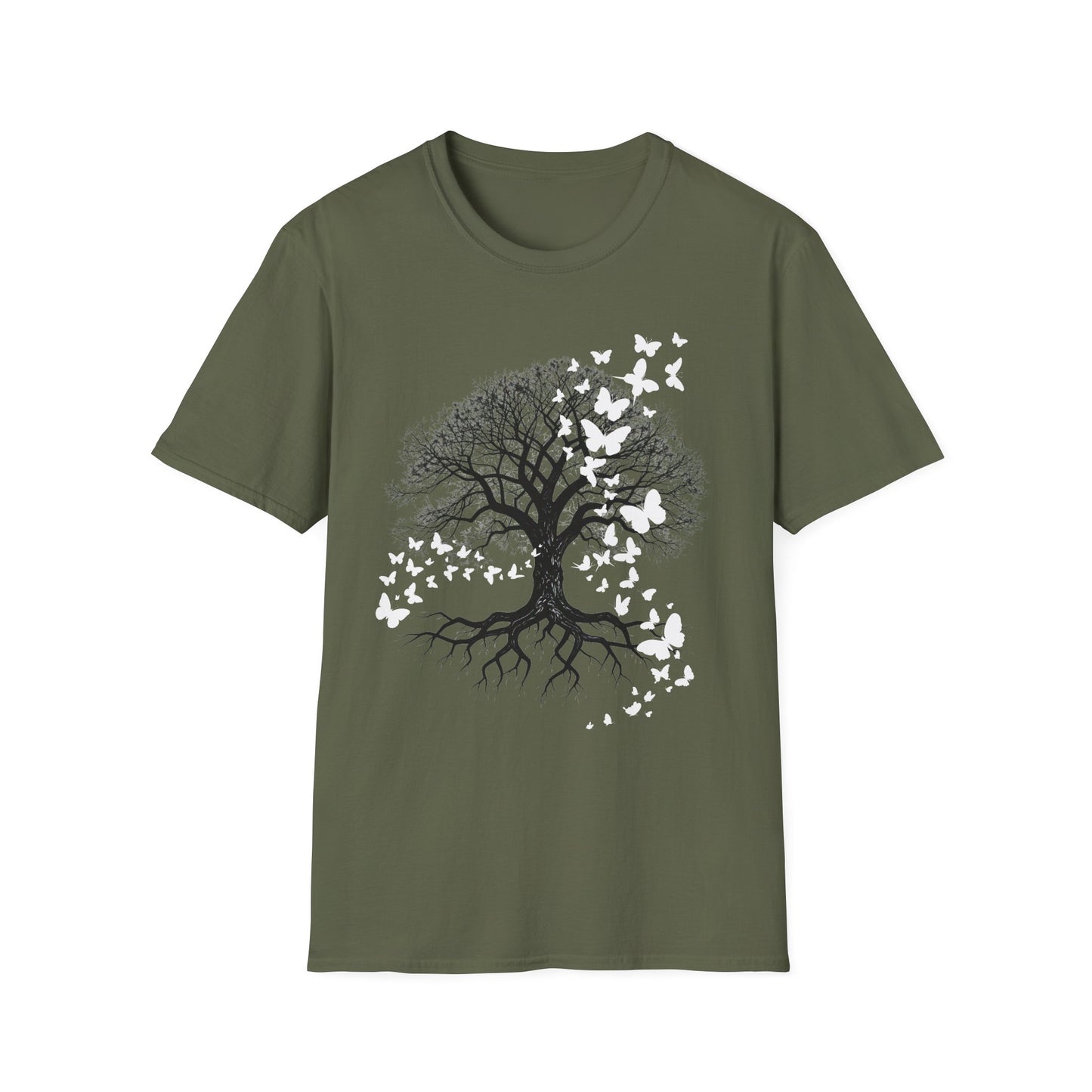 Butterfly Tree Graphic T‑Shirt — Nature Dreamscape Tee