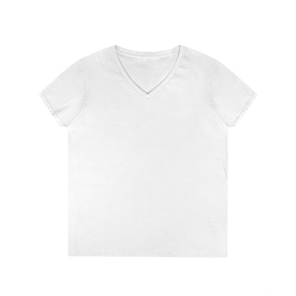 Ladies' V-Neck T-Shirt — Moonlit Lake Forest Graphic Tee