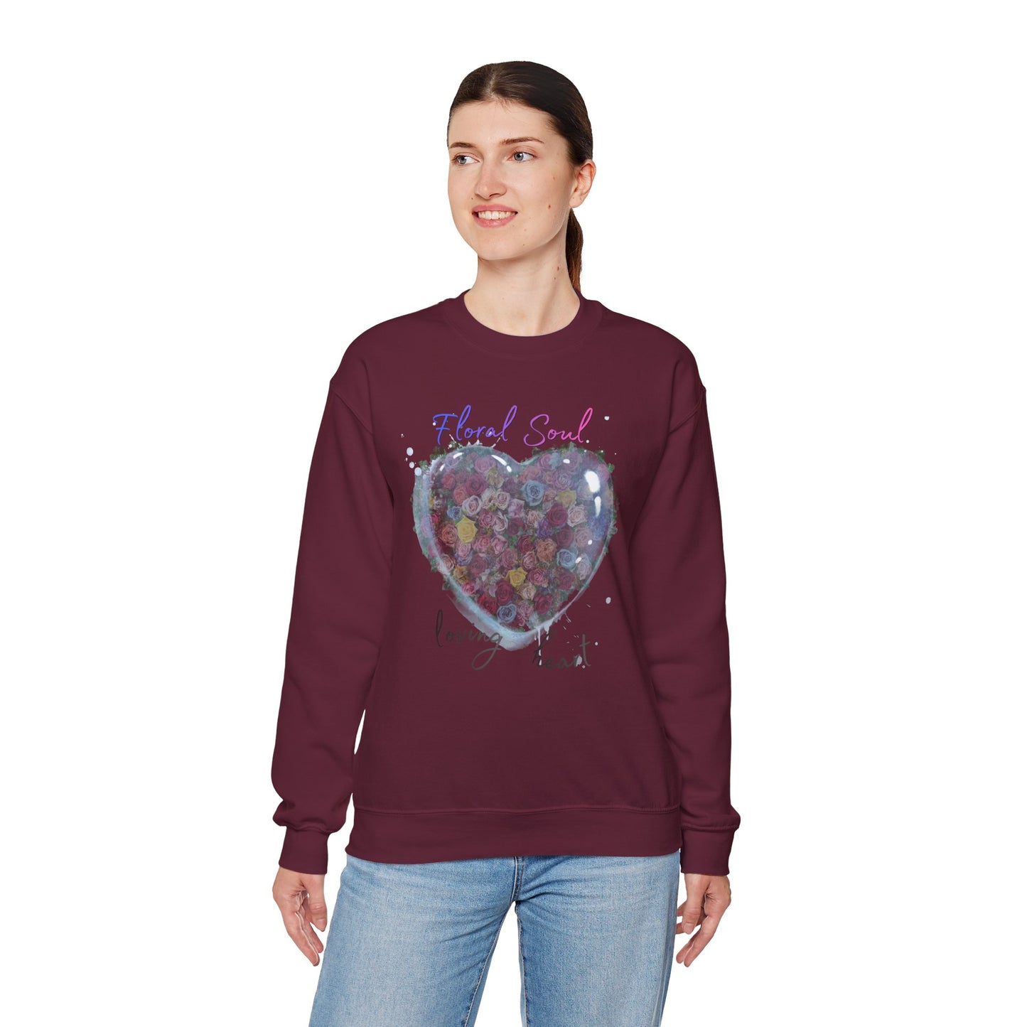 Floral Soul Heart Sweatshirt — 'Loving Heart' Pastel Floral Crewneck