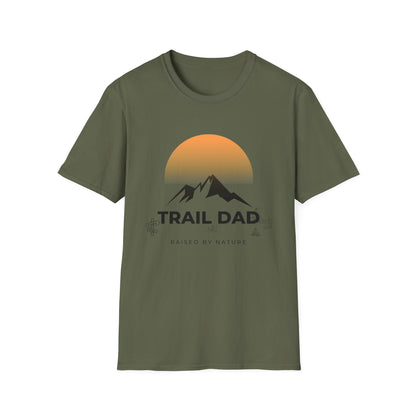 Trail Dad T-Shirt — Mountain Sunrise Hiking Tee for Outdoor Dads