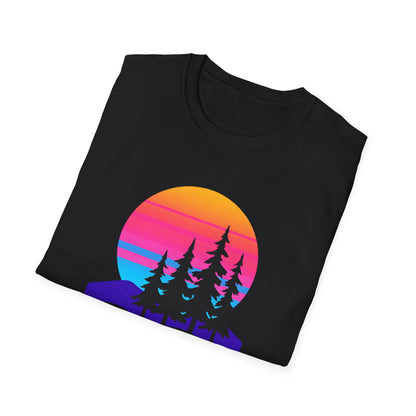 Sunset Pines T-Shirt — Retro Mountain Sunset Graphic Tee
