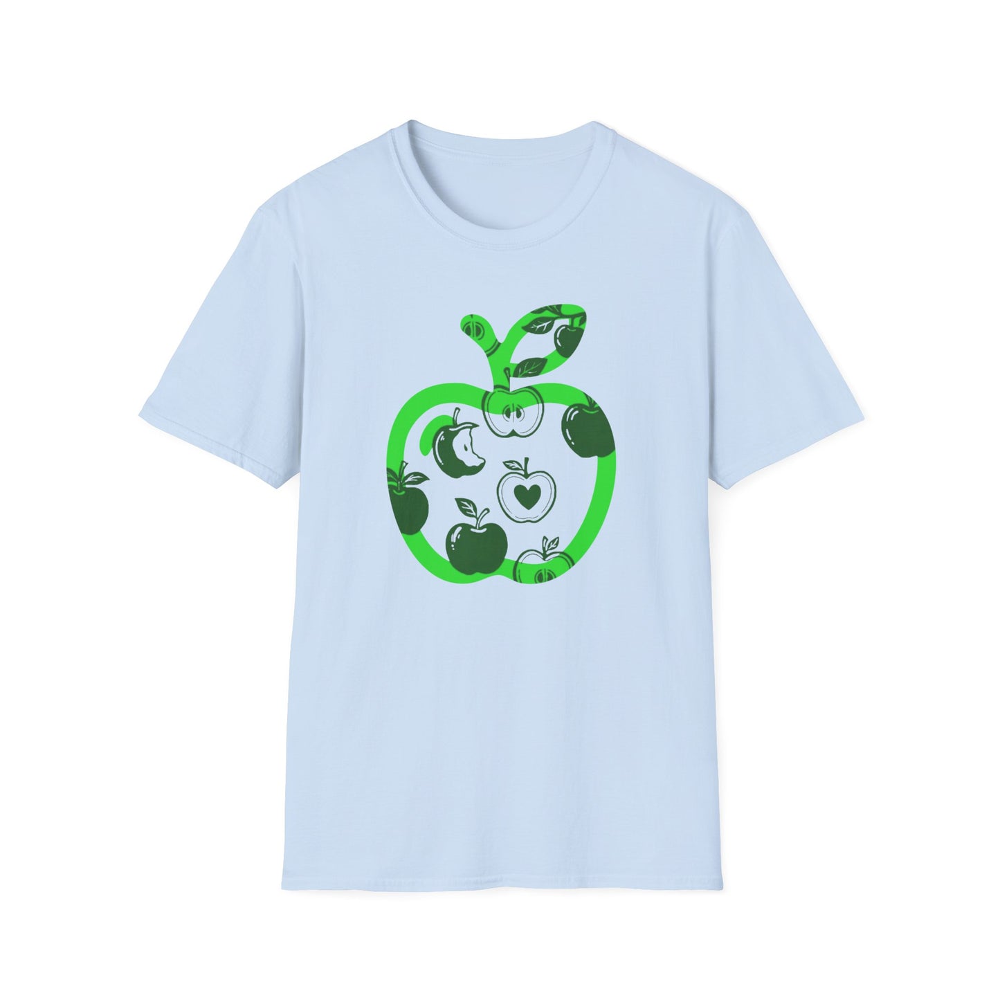 Green Apple Graphic T-Shirt — Retro Apple Pattern Tee