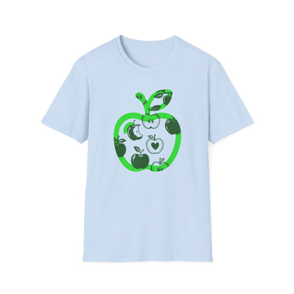 Green Apple Graphic T-Shirt — Retro Apple Pattern Tee