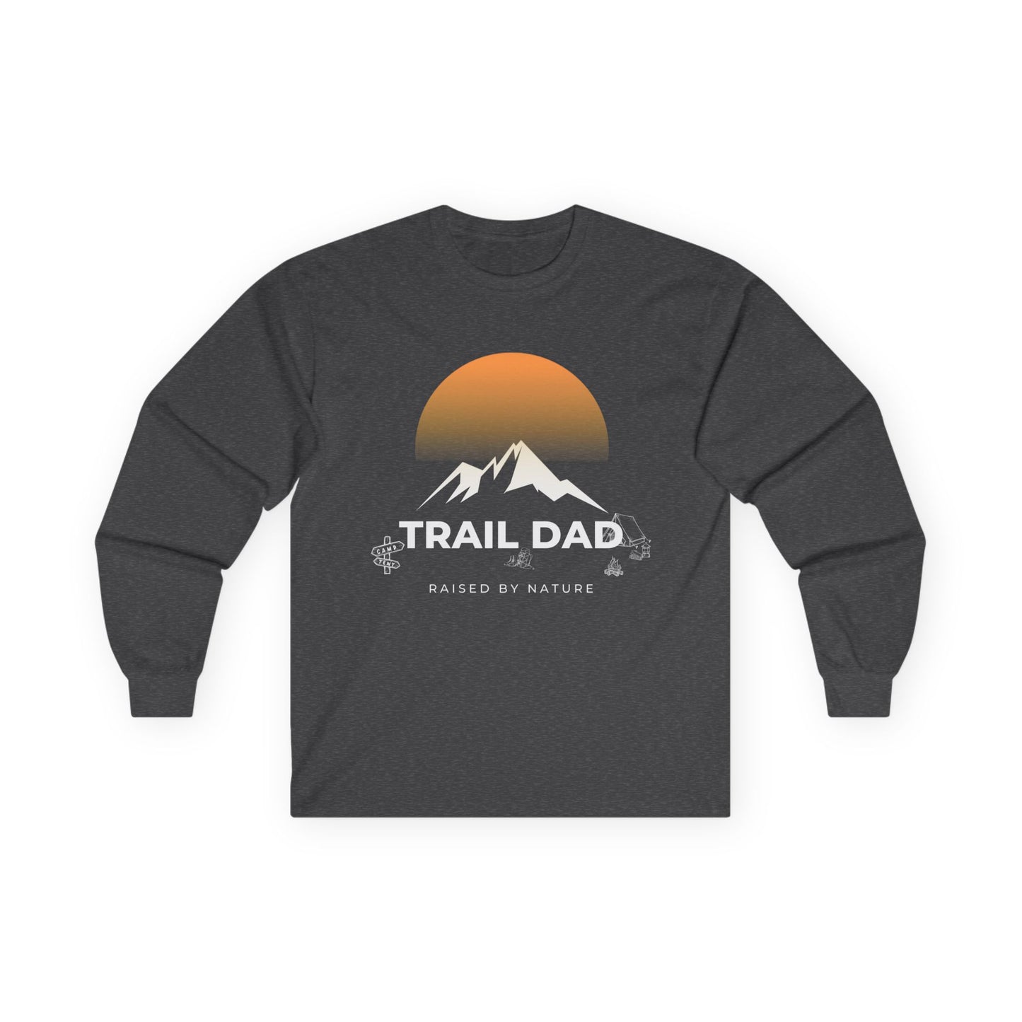 Trail Dad Long Sleeve Tee — Sunset Mountain Hiking Shirt