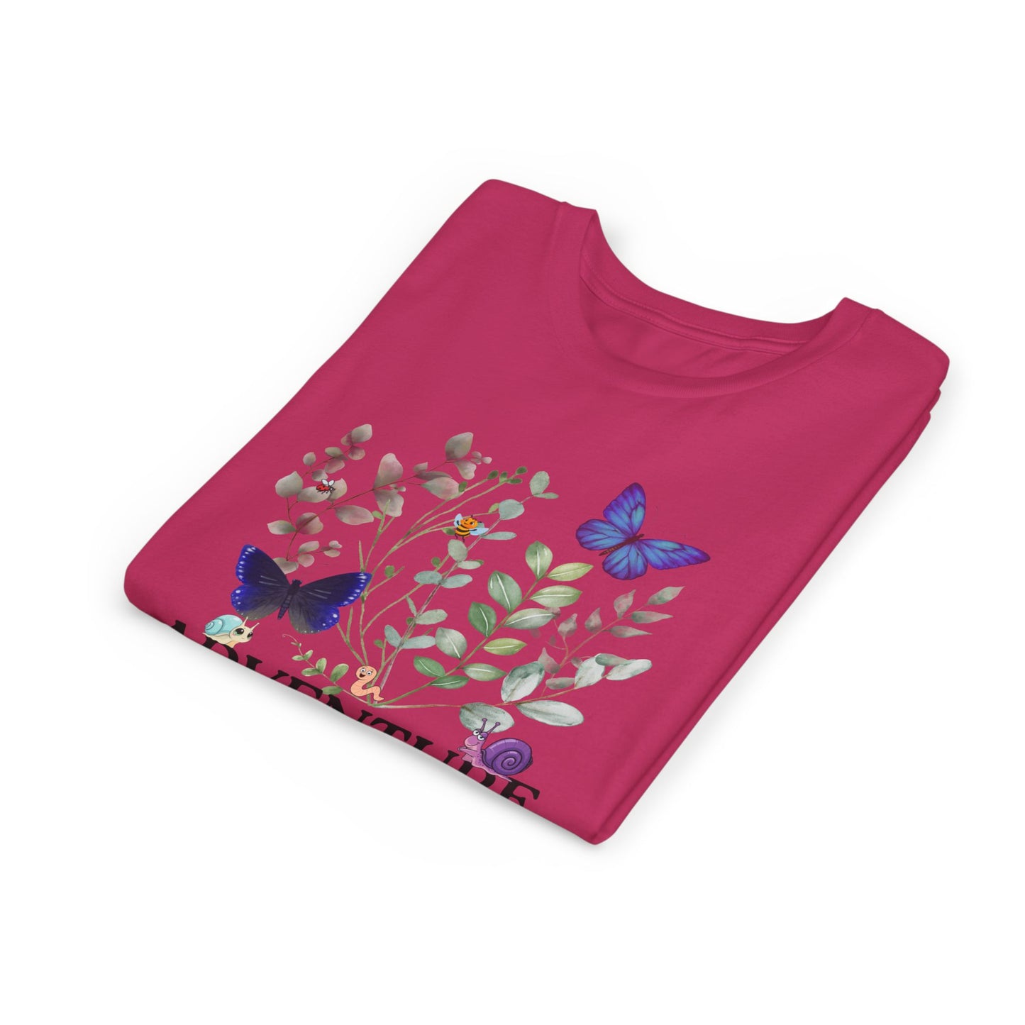 Youth Tee - "Adventure Awaits" Butterfly & Foliage Graphic
