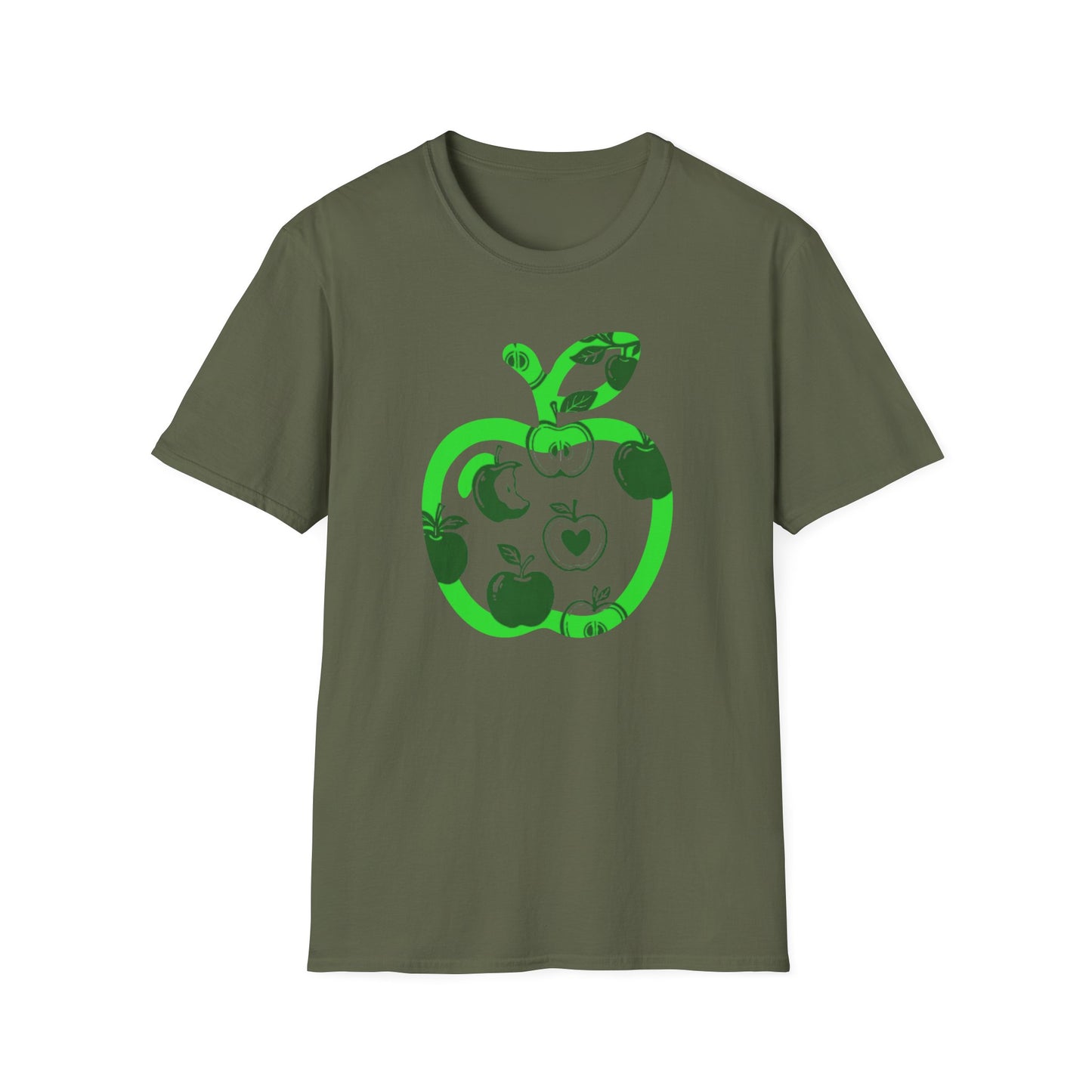 Green Apple Graphic T-Shirt — Retro Apple Pattern Tee