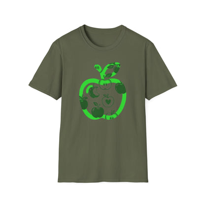 Green Apple Graphic T-Shirt — Retro Apple Pattern Tee