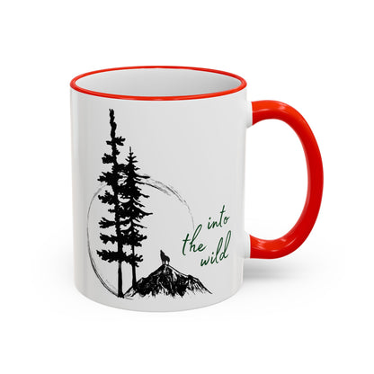 Adventure Coffee Mug — 'Get Out of Office' Forest Accent Rim & Handle Mug (11oz)