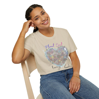 Floral Soul Loving Heart T-Shirt — Watercolor Heart Floral Tee for Women & Moms