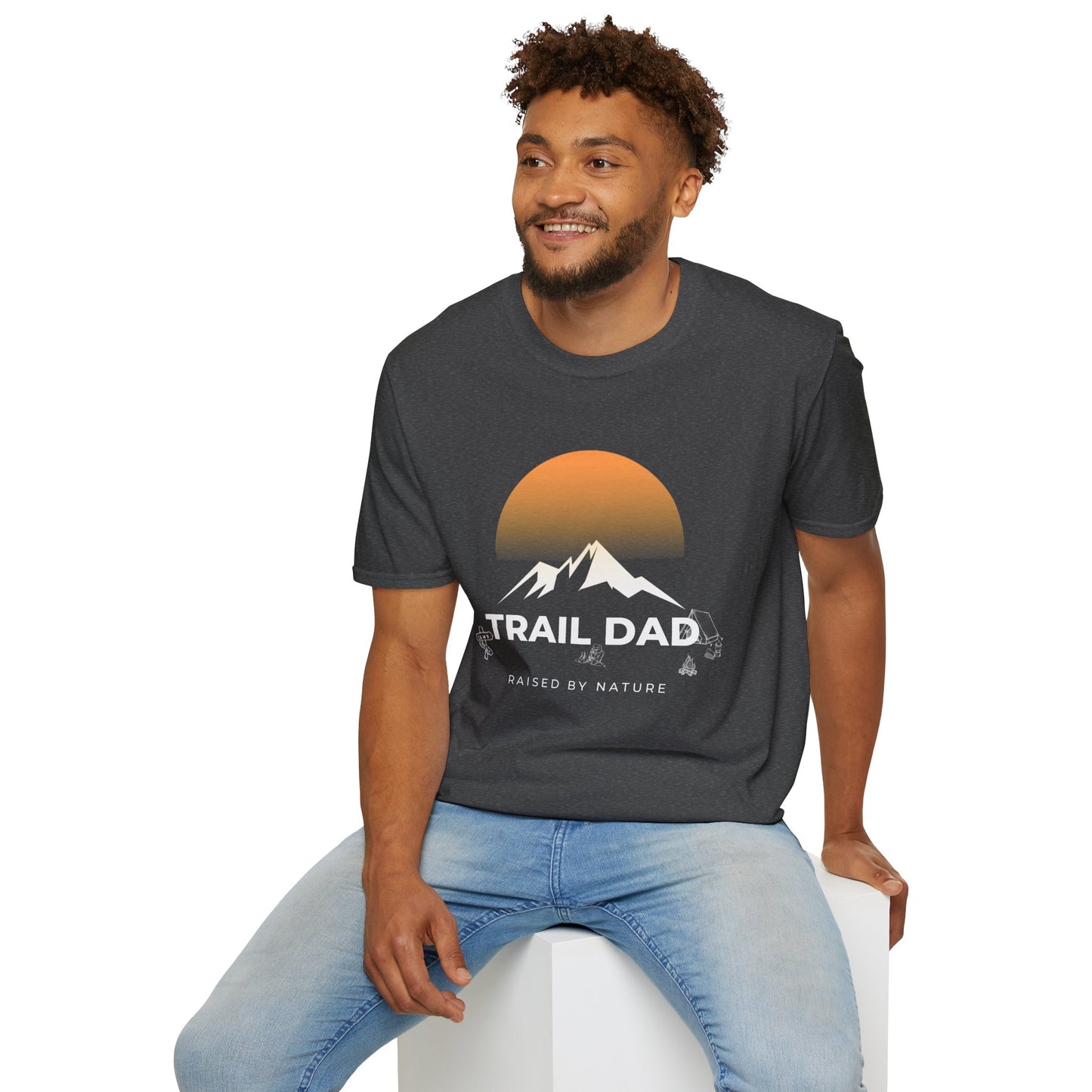 Trail Dad T-Shirt — Mountain Sunrise Hiking Tee for Outdoor Dads