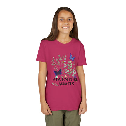 Youth Tee - "Adventure Awaits" Butterfly & Foliage Graphic