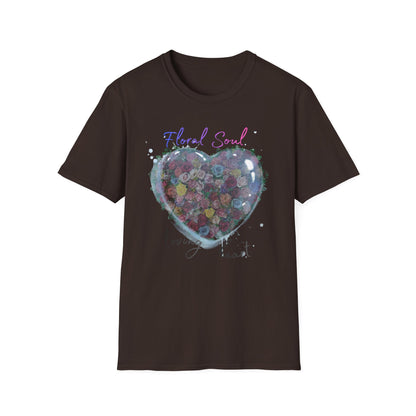 Floral Soul Loving Heart T-Shirt — Watercolor Heart Floral Tee for Women & Moms