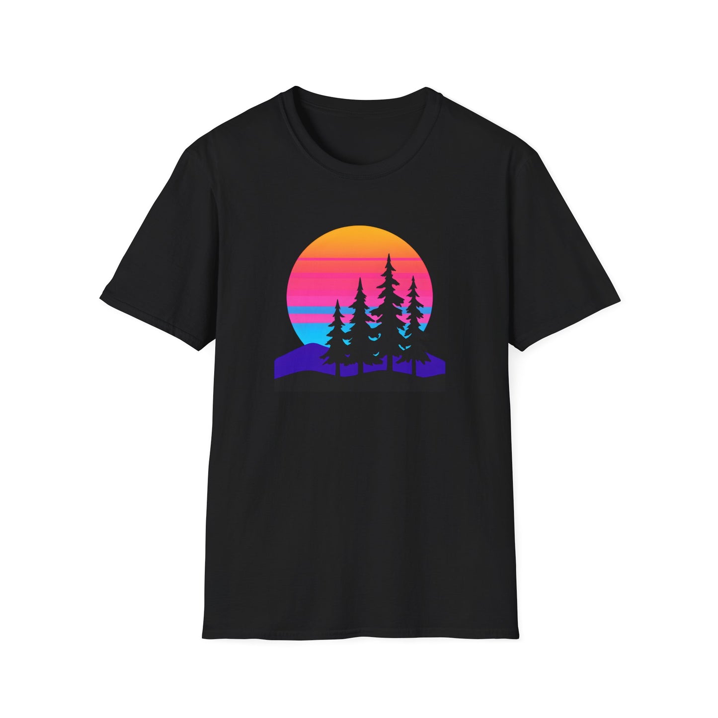 Sunset Pines T-Shirt — Retro Mountain Sunset Graphic Tee