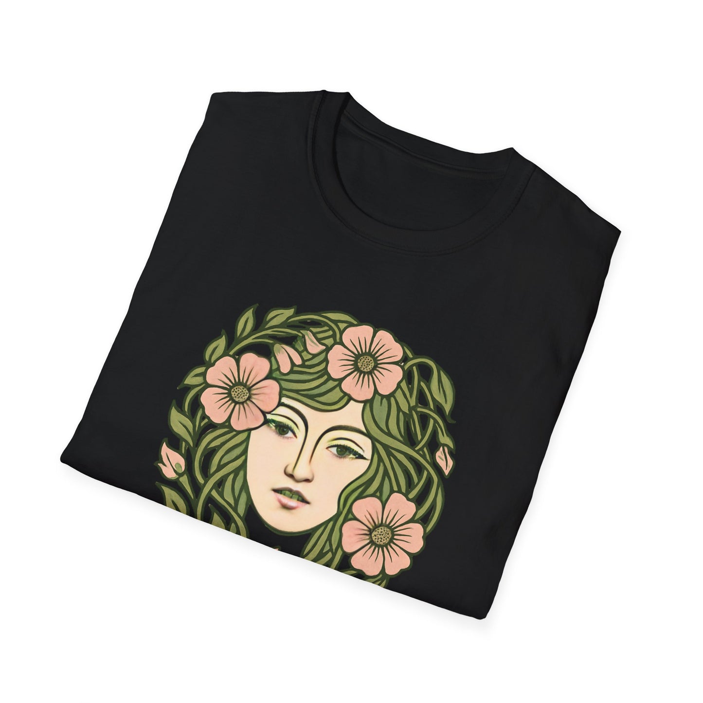 Floral Crown Portrait T-Shirt - Botanical Art Tee