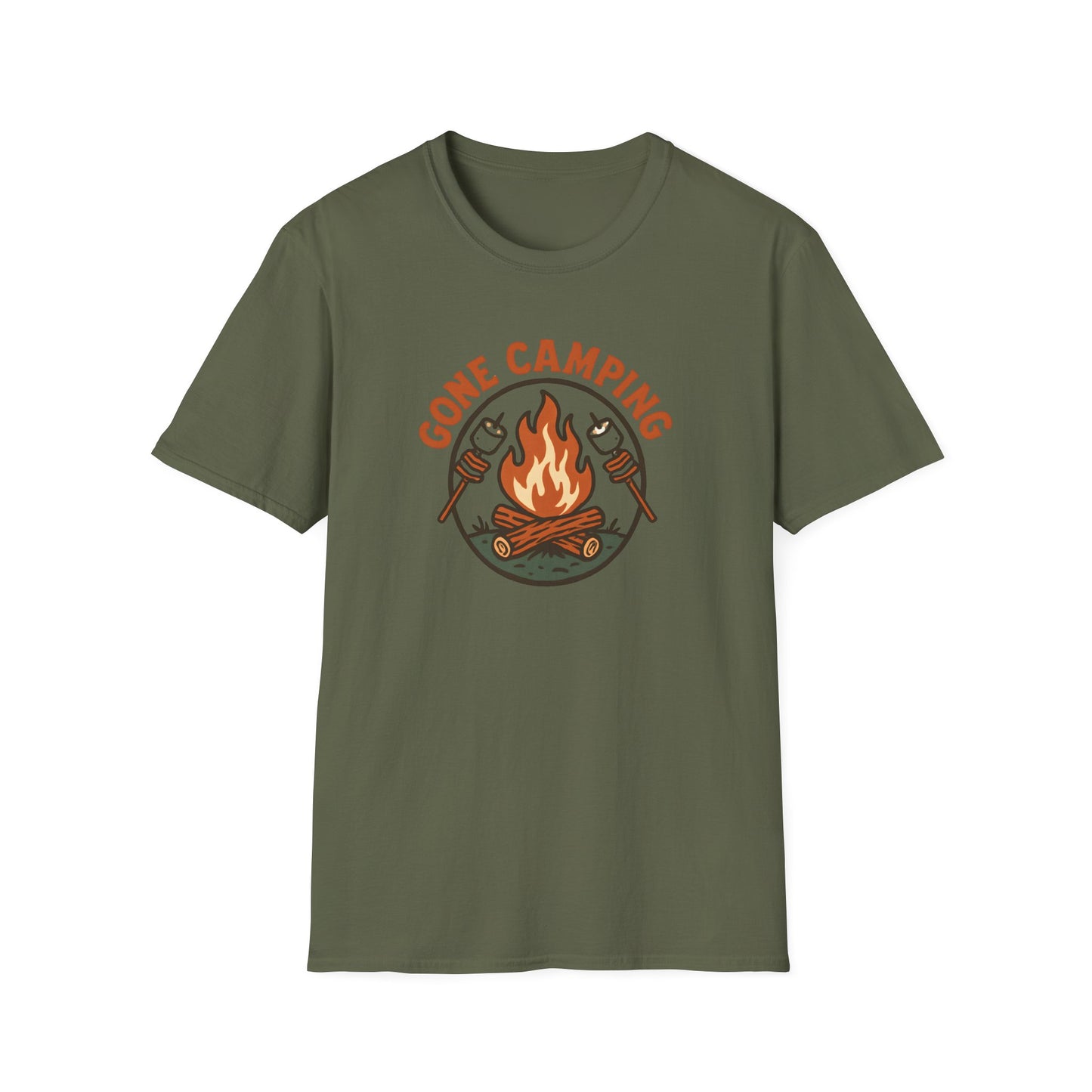 Camping T-Shirt — "Gone Camping" Campfire Graphic Tee