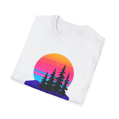 Sunset Pines T-Shirt — Retro Mountain Sunset Graphic Tee