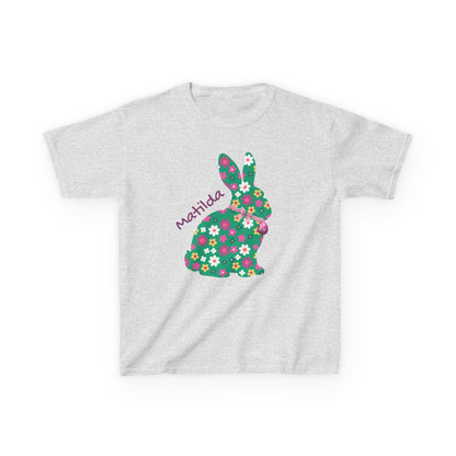 Kids Floral Bunny T‑Shirt — Personalized ‘Matilda’ Easter Shirt