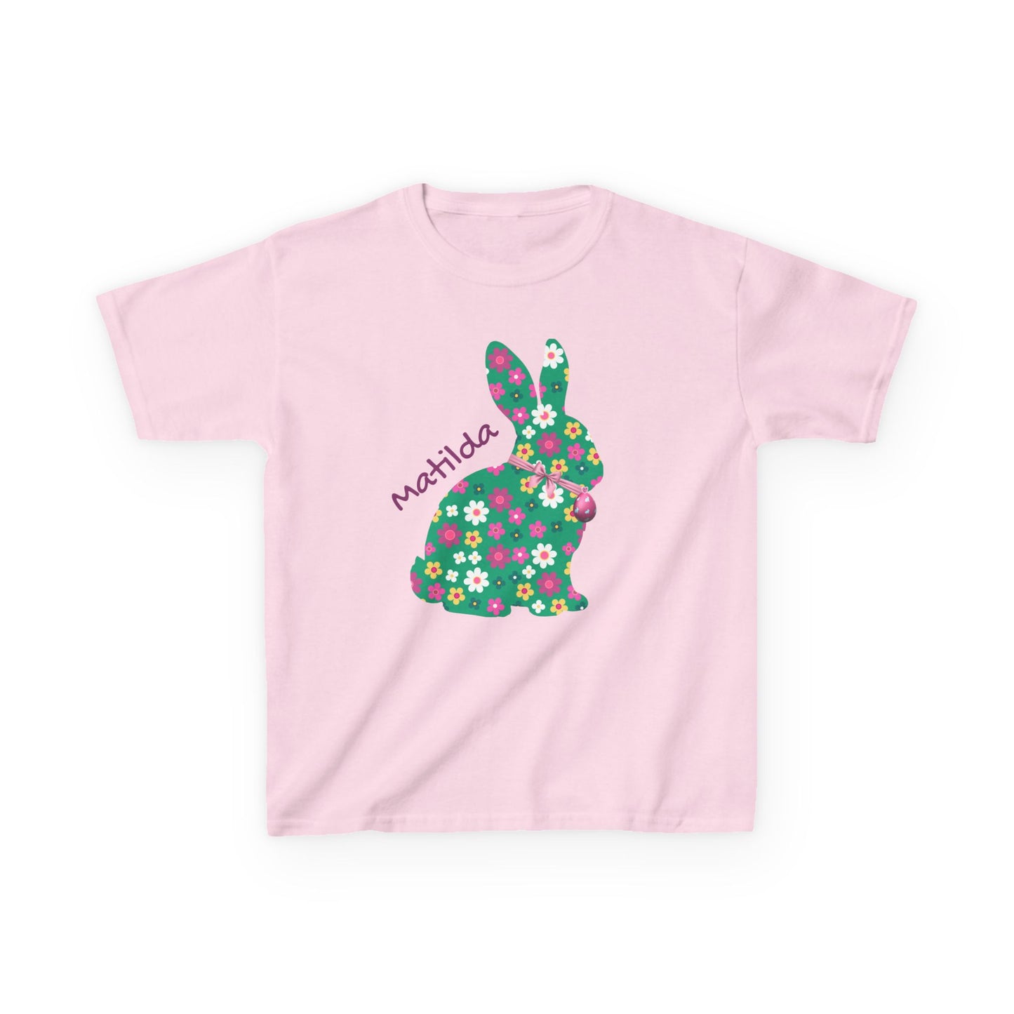 Kids Floral Bunny T‑Shirt — Personalized ‘Matilda’ Easter Shirt