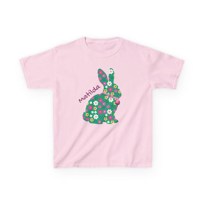 Kids Floral Bunny T‑Shirt — Personalized ‘Matilda’ Easter Shirt