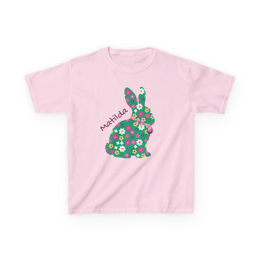 Kids Floral Bunny T‑Shirt — Personalized ‘Matilda’ Easter Shirt