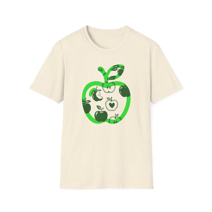 Green Apple Graphic T-Shirt — Retro Apple Pattern Tee
