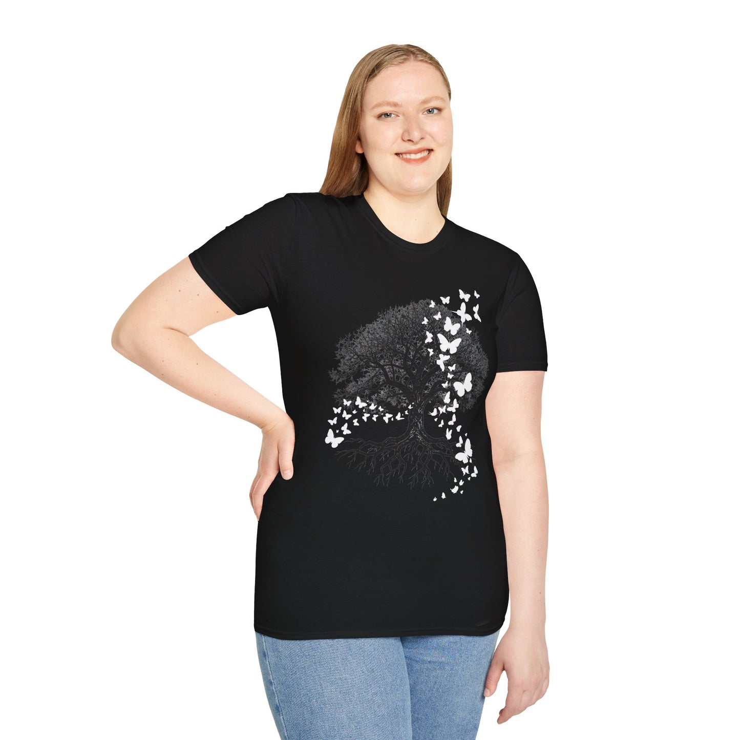 Butterfly Tree Graphic T‑Shirt — Nature Dreamscape Tee