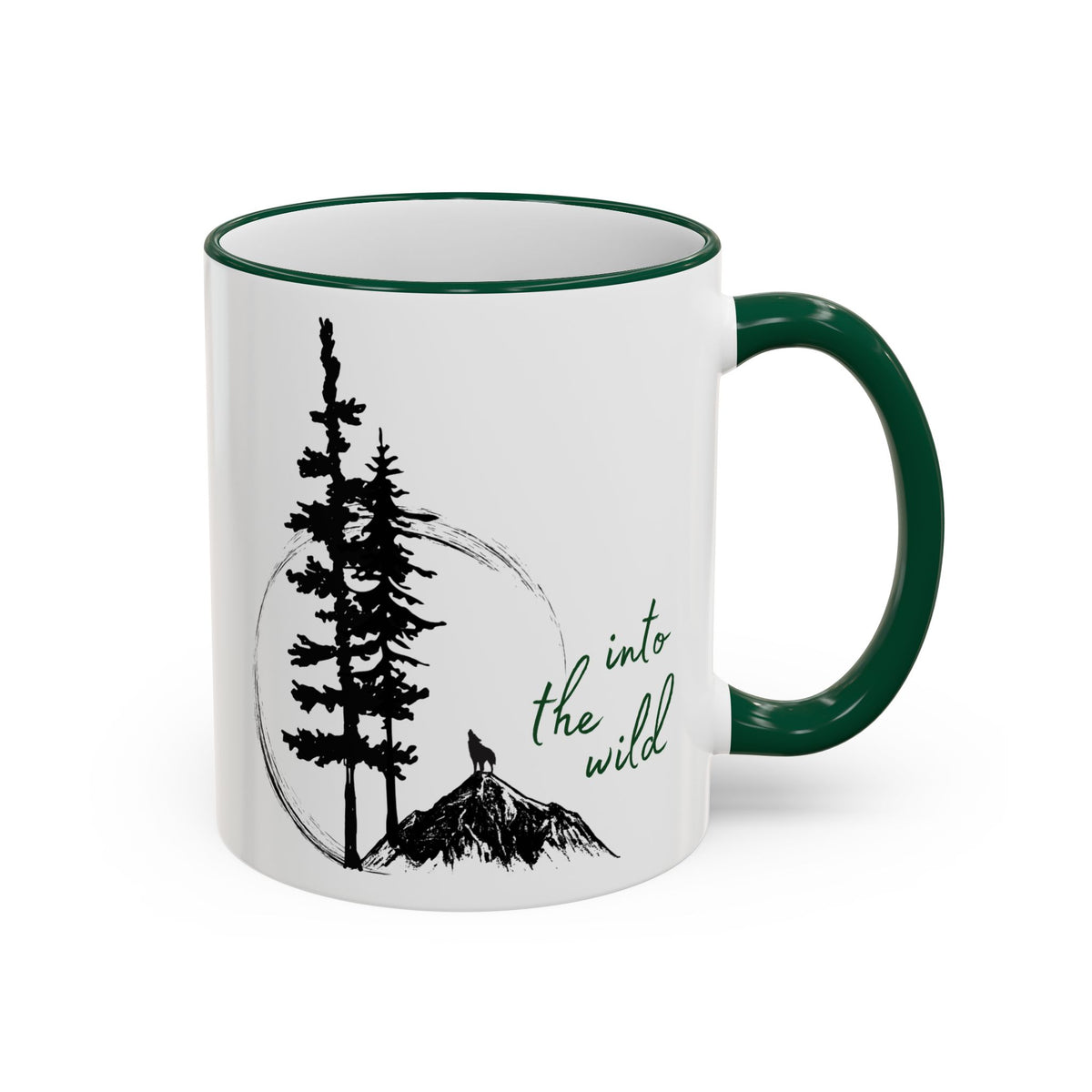 Adventure Coffee Mug — 'Get Out of Office' Forest Accent Rim & Handle Mug (11oz)