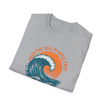 Keep the Sea Plastic Free Vintage Wave - Eco-Conscious Ocean Conservation Tee