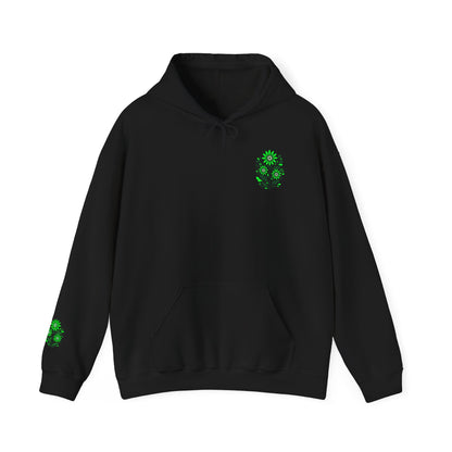 Hoodie — Green Floral Skull Chest & Sleeve Graphic
