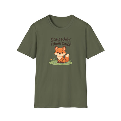Fox T-Shirt — "Stay Wild, Moon Child" Cute Woodland Graphic Tee