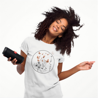 Butterfly Flight Women's Tee - Nature Inspired Botanical T-Shirt