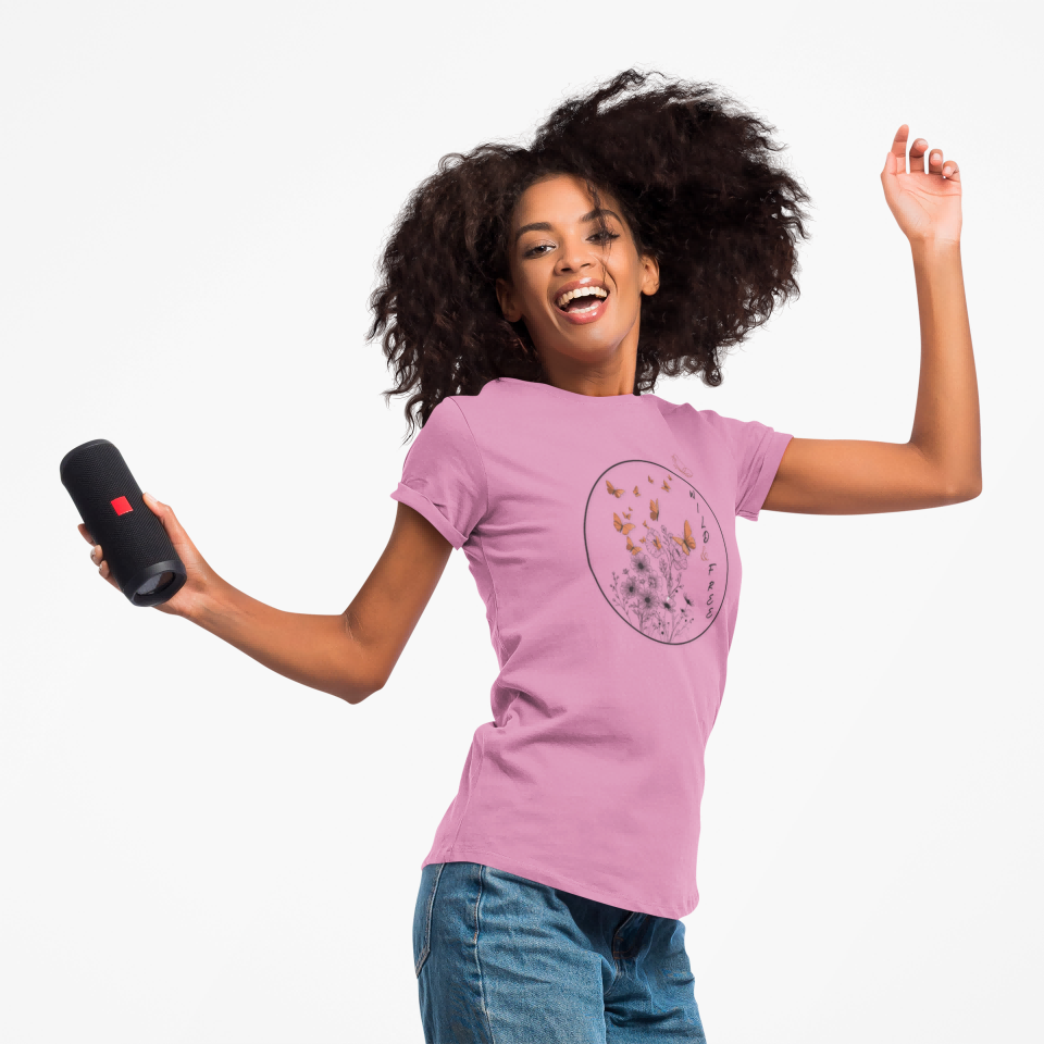 Butterfly Flight Women's Tee - Nature Inspired Botanical T-Shirt