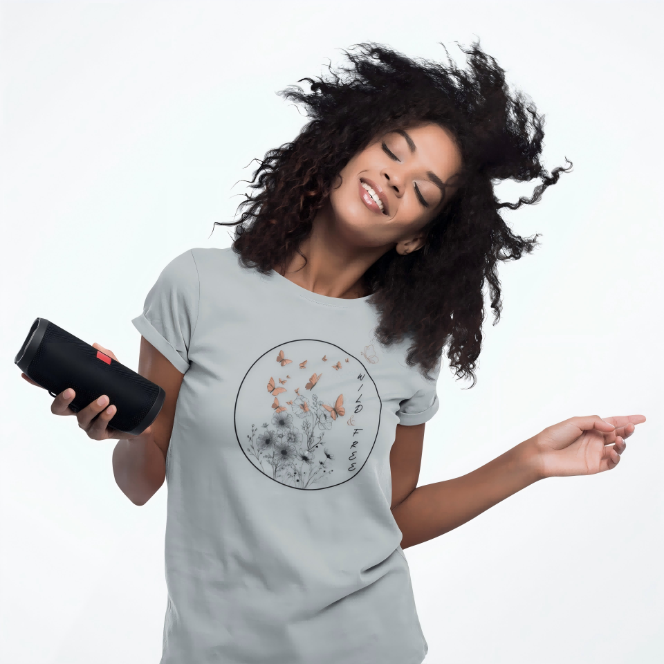Butterfly Flight Women's Tee - Nature Inspired Botanical T-Shirt