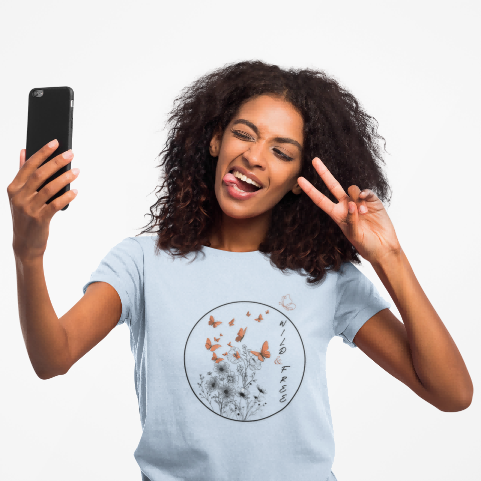 Butterfly Flight Women's Tee - Nature Inspired Botanical T-Shirt