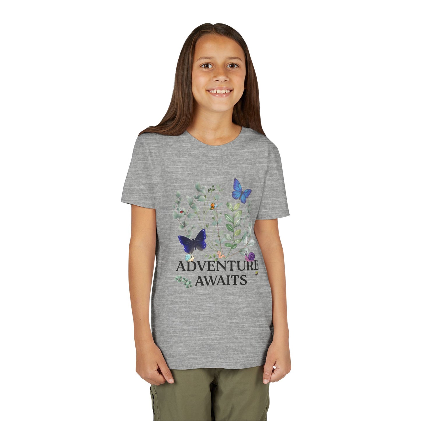 Youth Tee - "Adventure Awaits" Butterfly & Foliage Graphic