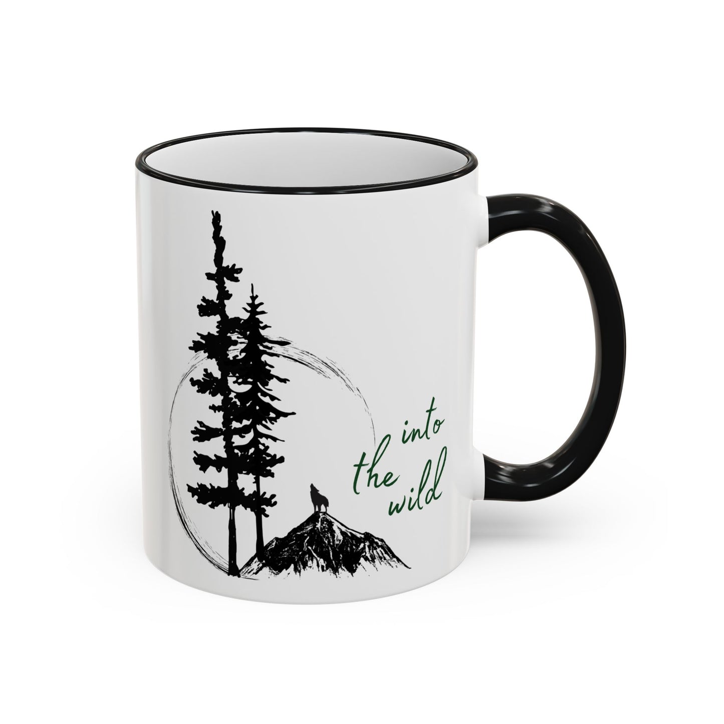 Adventure Coffee Mug — 'Get Out of Office' Forest Accent Rim & Handle Mug (11oz)