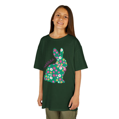 Kids Floral Bunny T‑Shirt — Personalized ‘Matilda’ Easter Shirt