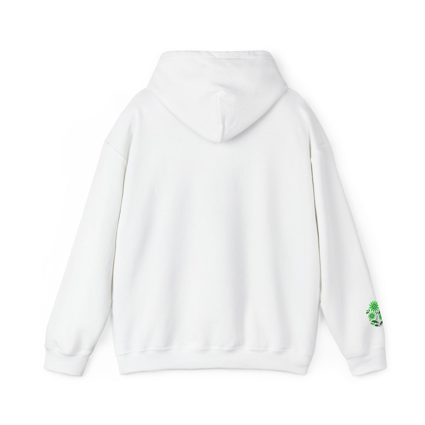 Hoodie — Green Floral Skull Chest & Sleeve Graphic