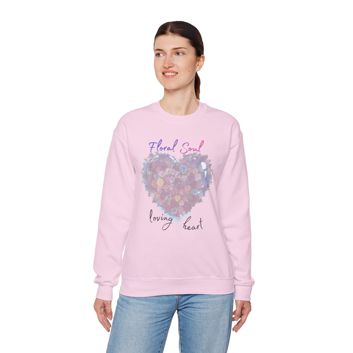 Floral Soul Heart Sweatshirt — 'Loving Heart' Pastel Floral Crewneck