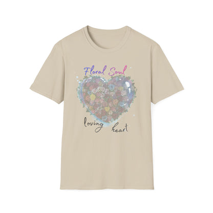 Floral Soul Loving Heart T-Shirt — Watercolor Heart Floral Tee for Women & Moms