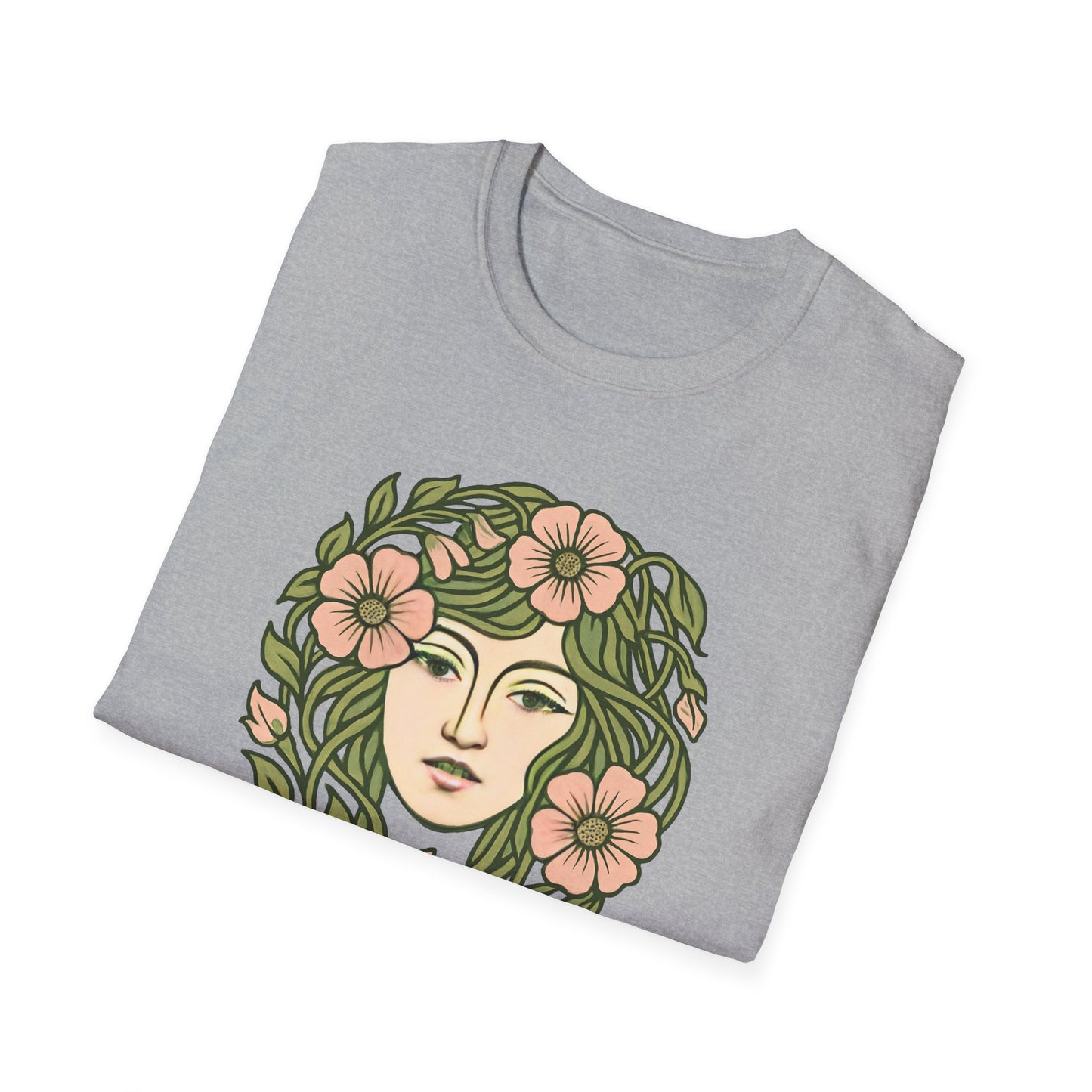 Floral Crown Portrait T-Shirt - Botanical Art Tee