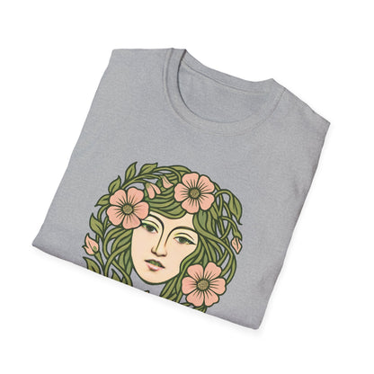 Floral Crown Portrait T-Shirt - Botanical Art Tee