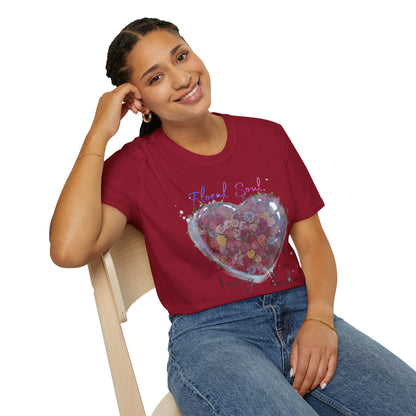 Floral Soul Loving Heart T-Shirt — Watercolor Heart Floral Tee for Women & Moms