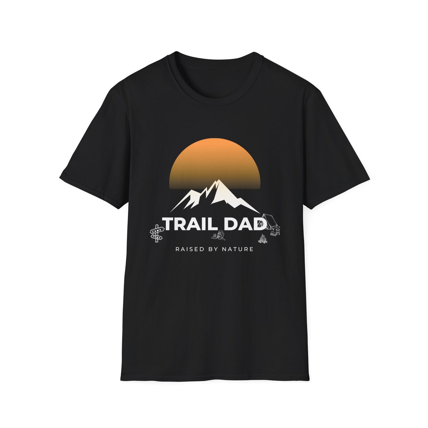 Trail Dad T-Shirt — Mountain Sunrise Hiking Tee for Outdoor Dads