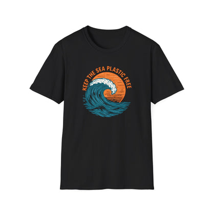 Keep the Sea Plastic Free Vintage Wave - Eco-Conscious Ocean Conservation Tee