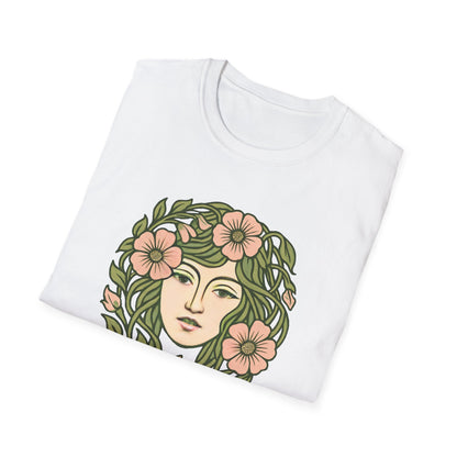 Floral Crown Portrait T-Shirt - Botanical Art Tee